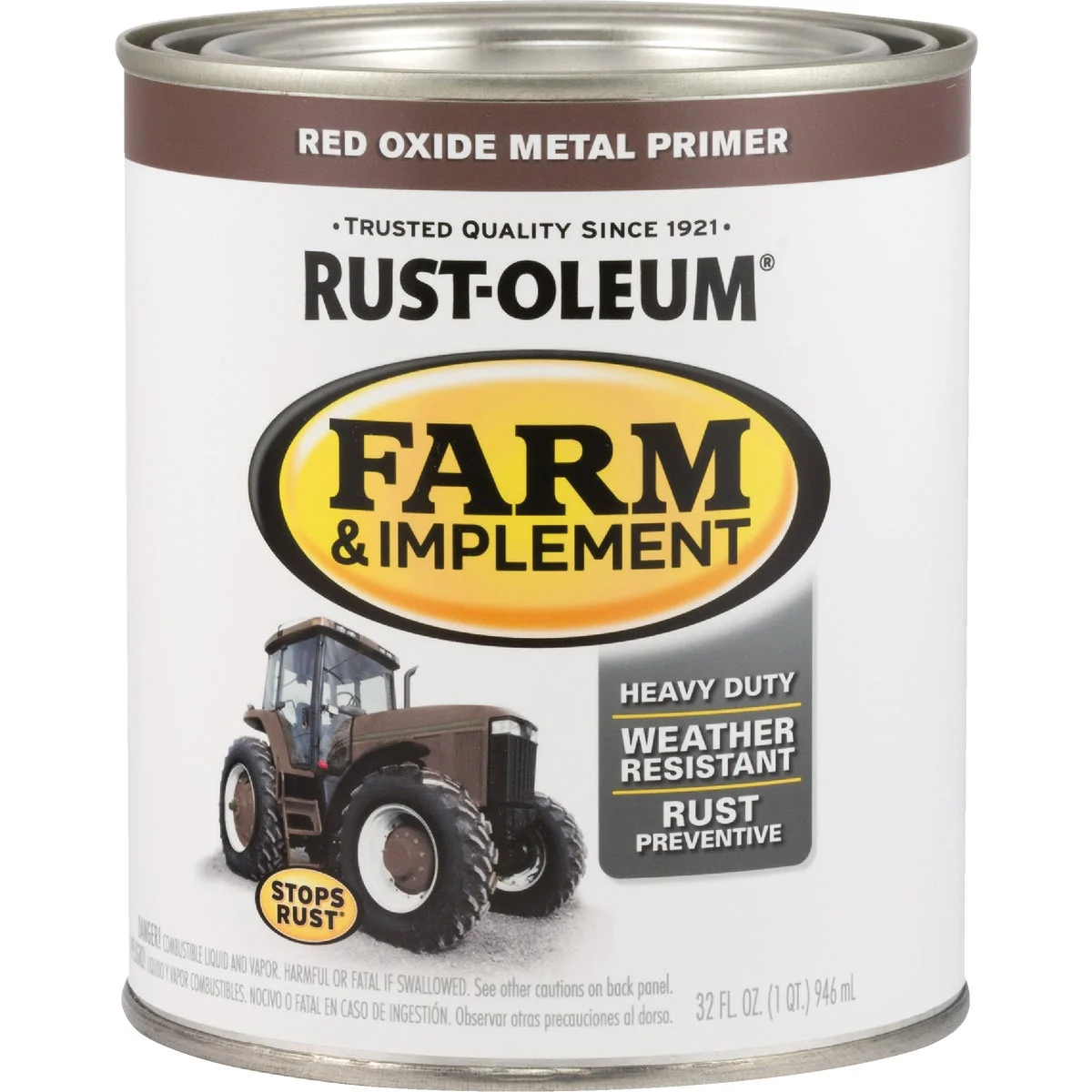 Long-Lasting Rust-Oleum 1 Quart Red Oxide Metal Primer Gloss Farm Implement Enamel Excellent