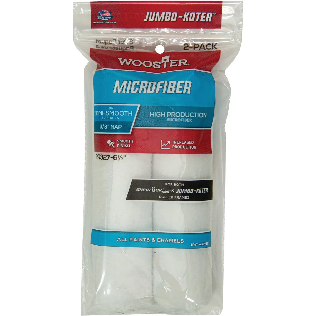 Consistent Wooster Jumbo-Koter 6-1 2 In. x 3 8 In. Mini Microfiber Trim Roller Cover 2-Pack Effective