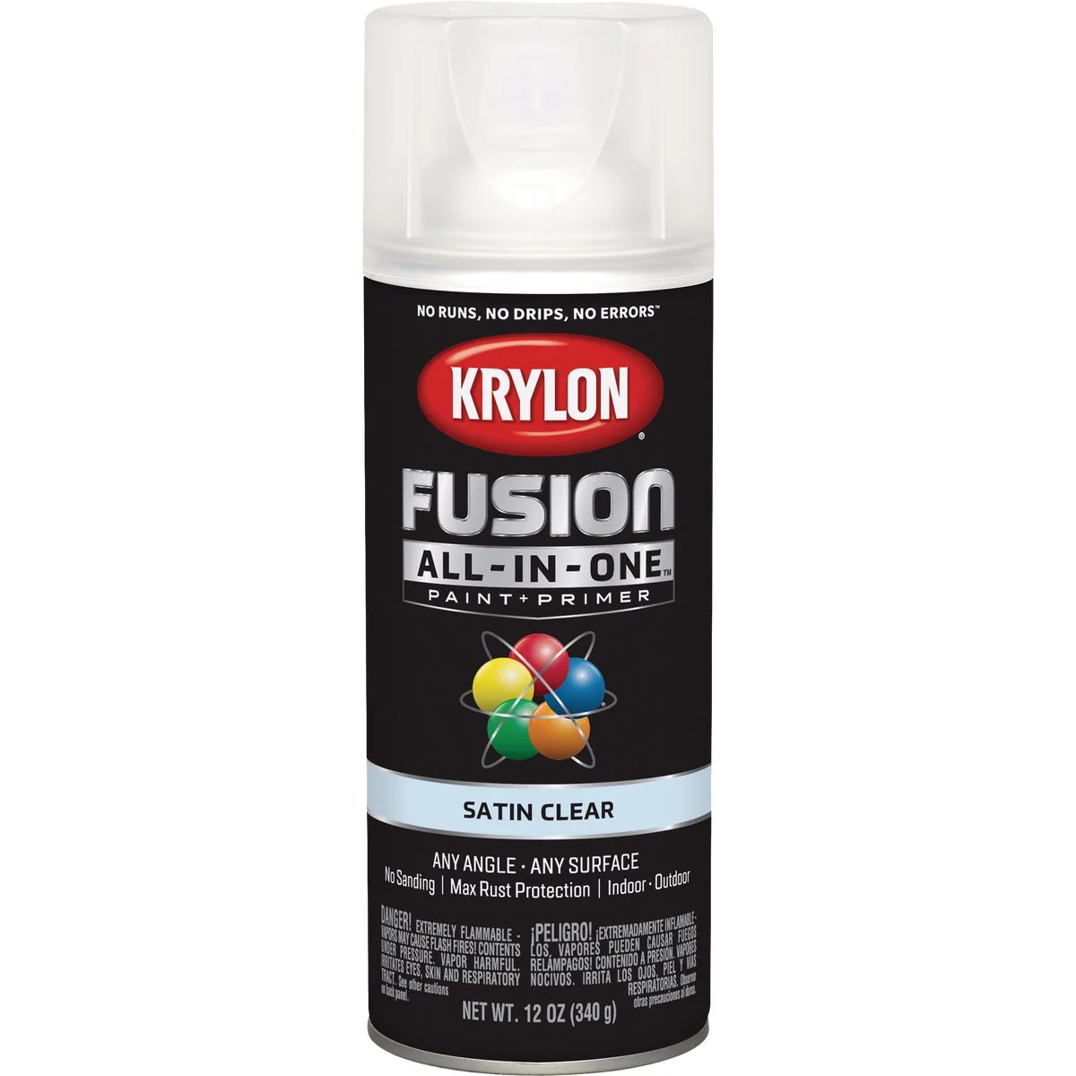 Reliable Krylon Fusion All-In-One Satin Spray Paint Primer Clear Excellent