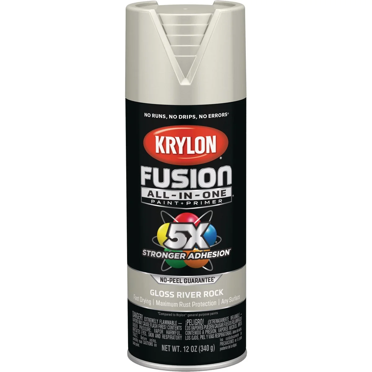 Clean Krylon Fusion All-In-One Gloss Spray Paint Primer River Rock Lightweight