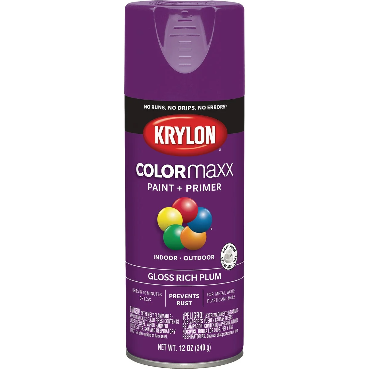 Specialty Krylon Colormaxx Gloss Spray Paint Primer Rich Plum Long-Lasting