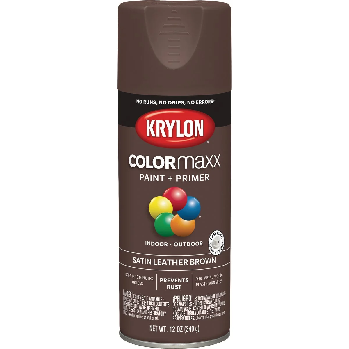 Elite Krylon Colormaxx Satin Spray Paint Primer Leather Brown Versatile