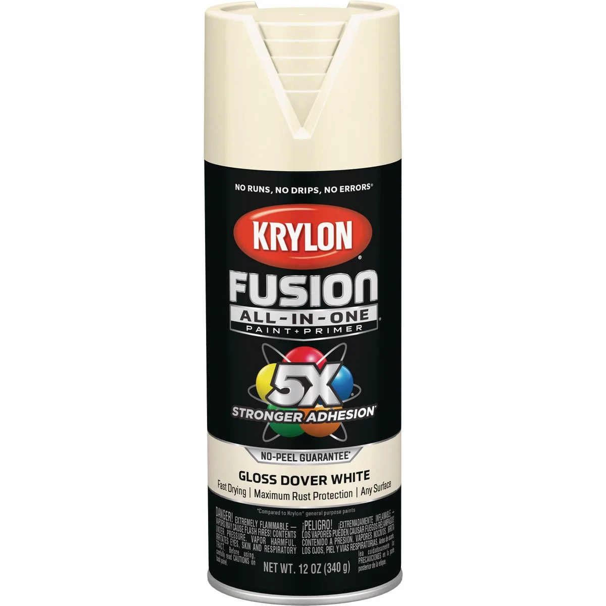 Recyclable Krylon Fusion All-In-One Gloss Spray Paint Primer Dover White Efficient