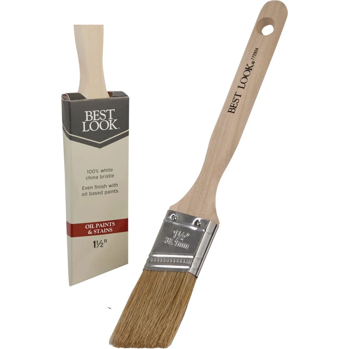 Responsible Look 1.5 In. Angle White Natural China Bristle Paint Brush Crafted