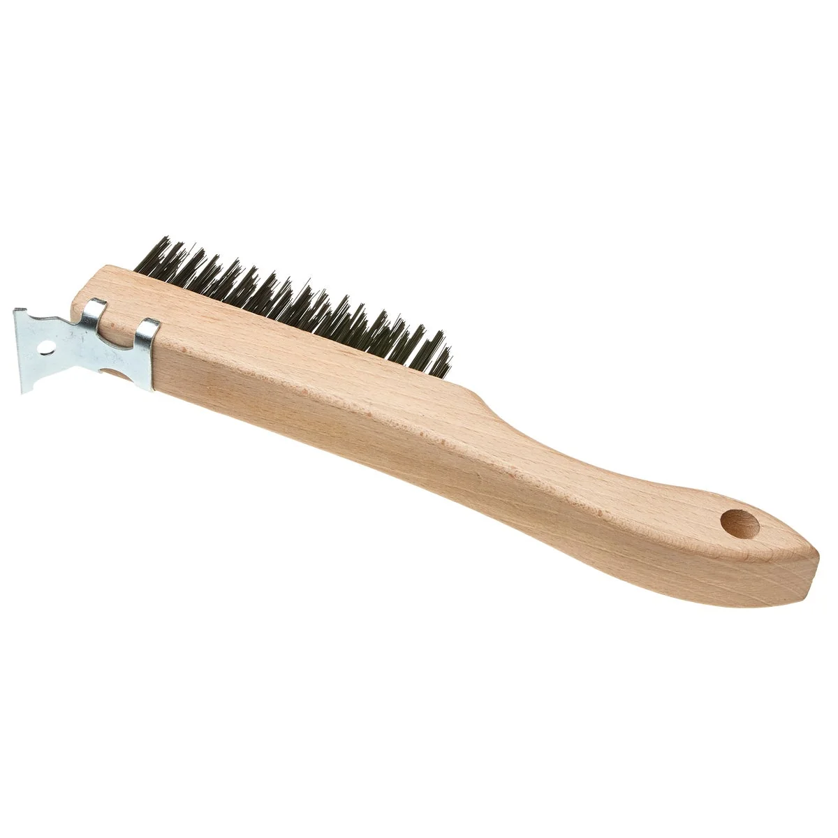 Environmentally Friendly Look Wood Shoe Handle Wire Brush with Metal Scraper Smart