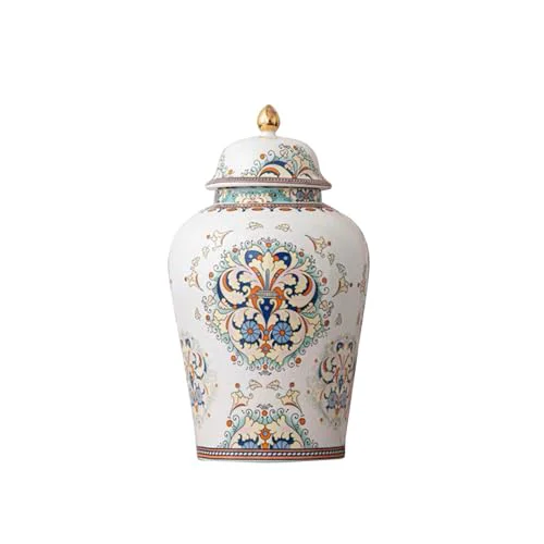 Contemporary 12 inches flowers Ginger Jar with Lid Chinese Decorative Ceramic Quality