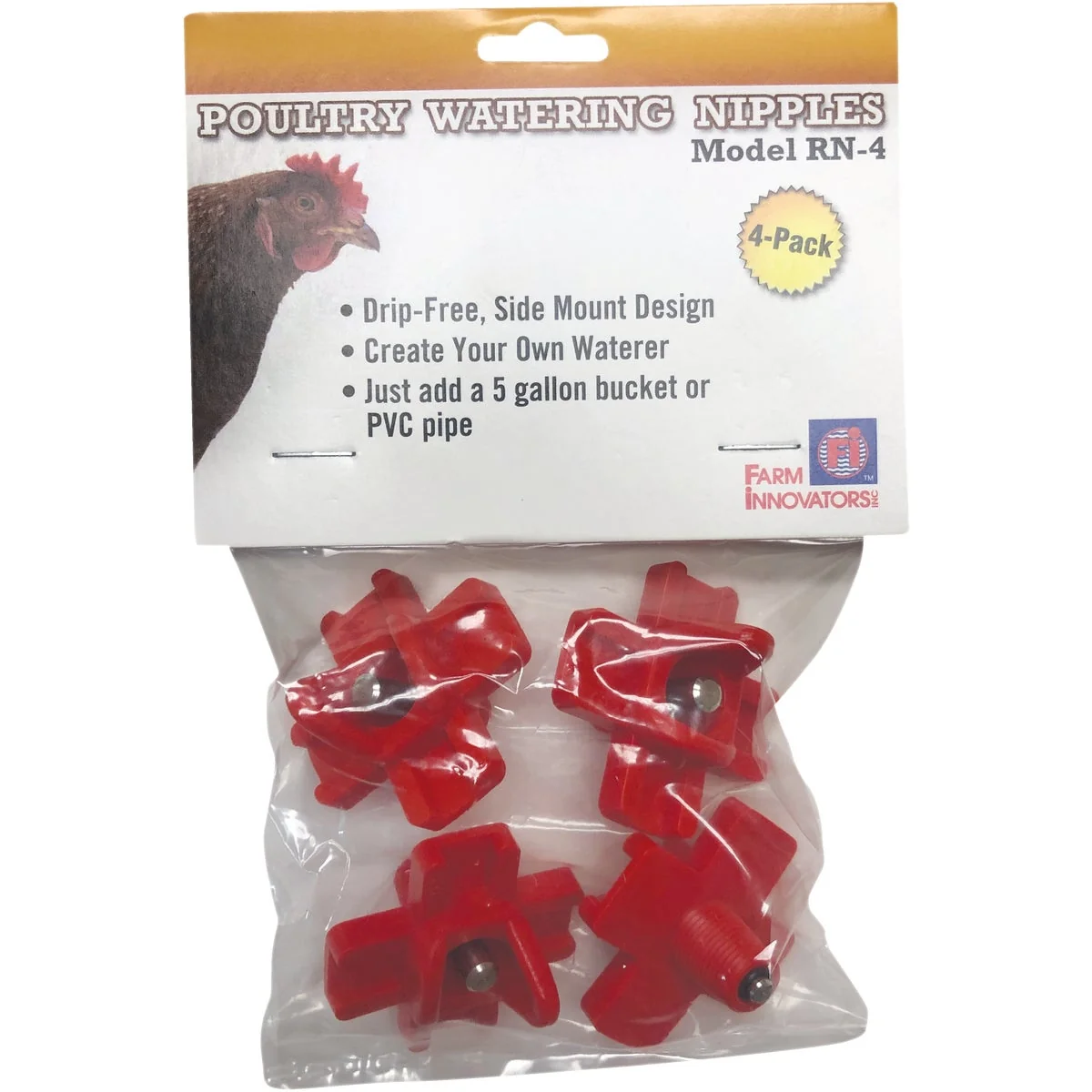 High-Quality Farm Innovators 1 In. x 1 In. Plastic Poultry Watering Nipple 4-Pack Specialty