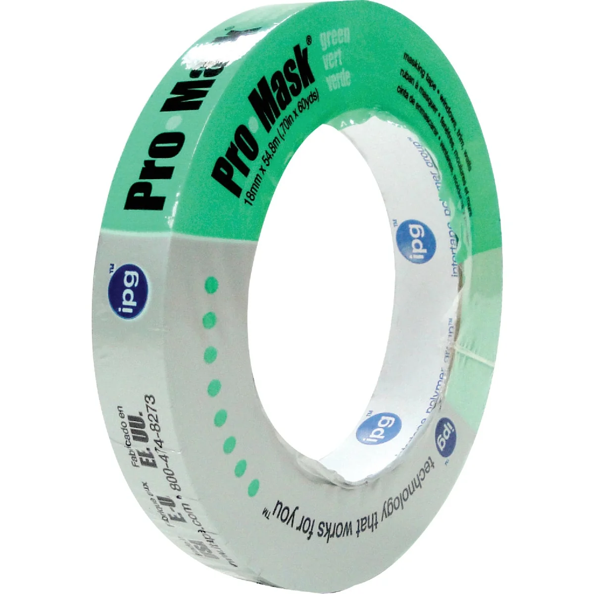Detailed IPG ProMask Green 0.70 In. x 60 Yd. Professional Green Painter's Grade Masking Tape Enhanced