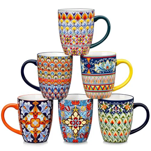Effective SIMI 16 oz Large Coffee Mugs Set of 6 6 Count Solid