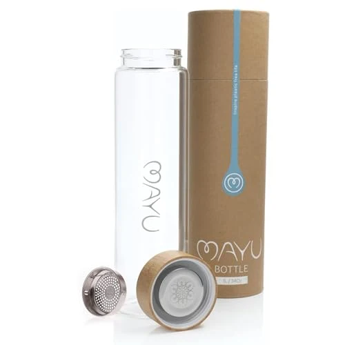 Detailed Pure Glass Reusable Water Bottle w Environmentally Friendly