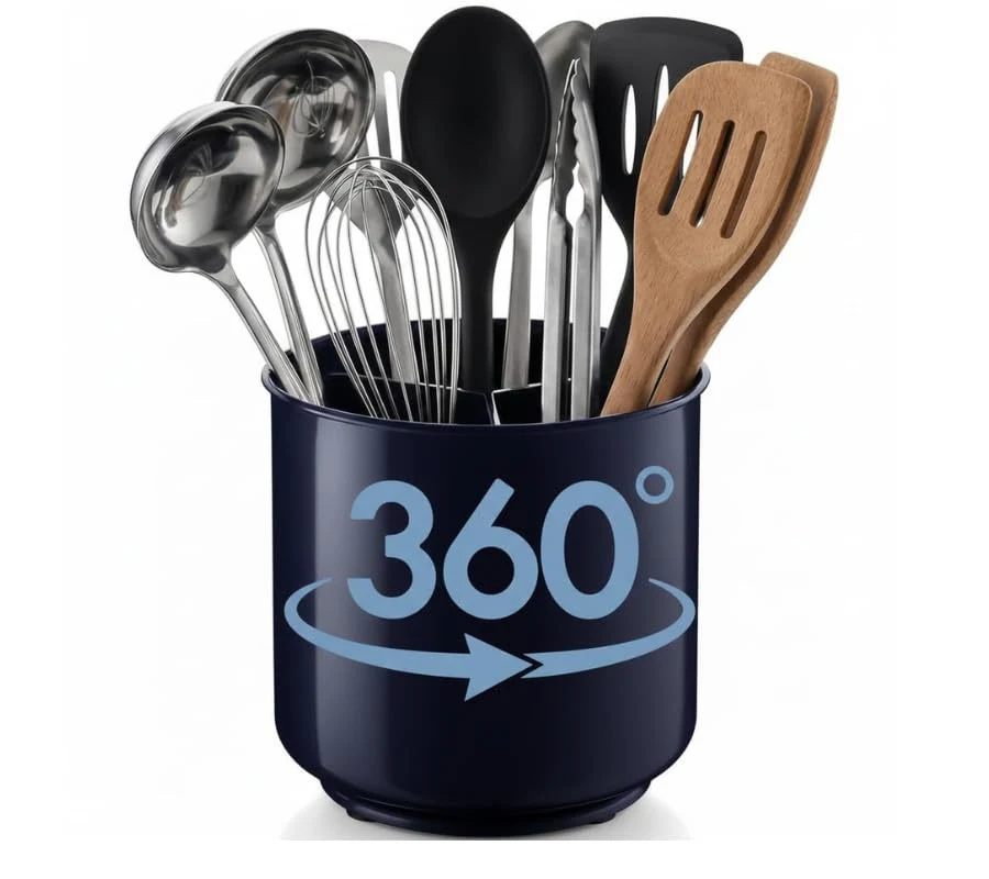 Crafted Jumbo Plastic Rotating Extra Large Utensil Holder Crock with No Original Design