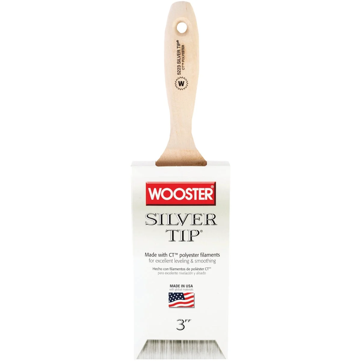 Powerful Wooster SILVER TIP 3 In. Flat Wall Varnish And Paint Brush Fine