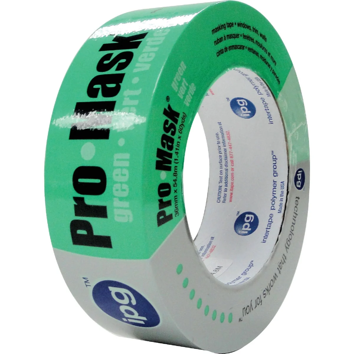 Reusable IPG ProMask Green 1.41 In. x 60 Yd. Professional Green Painter's Grade Masking Tape High-Grade