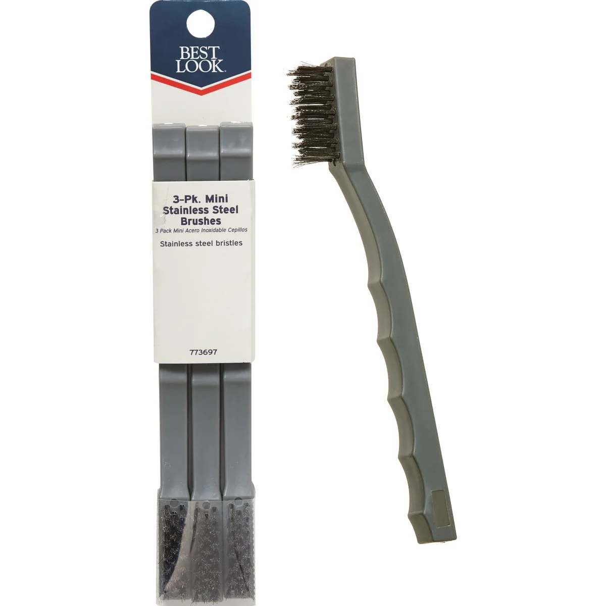 Clean Look Stainless Steel Bristle Mini Brush 3-Pack Smart