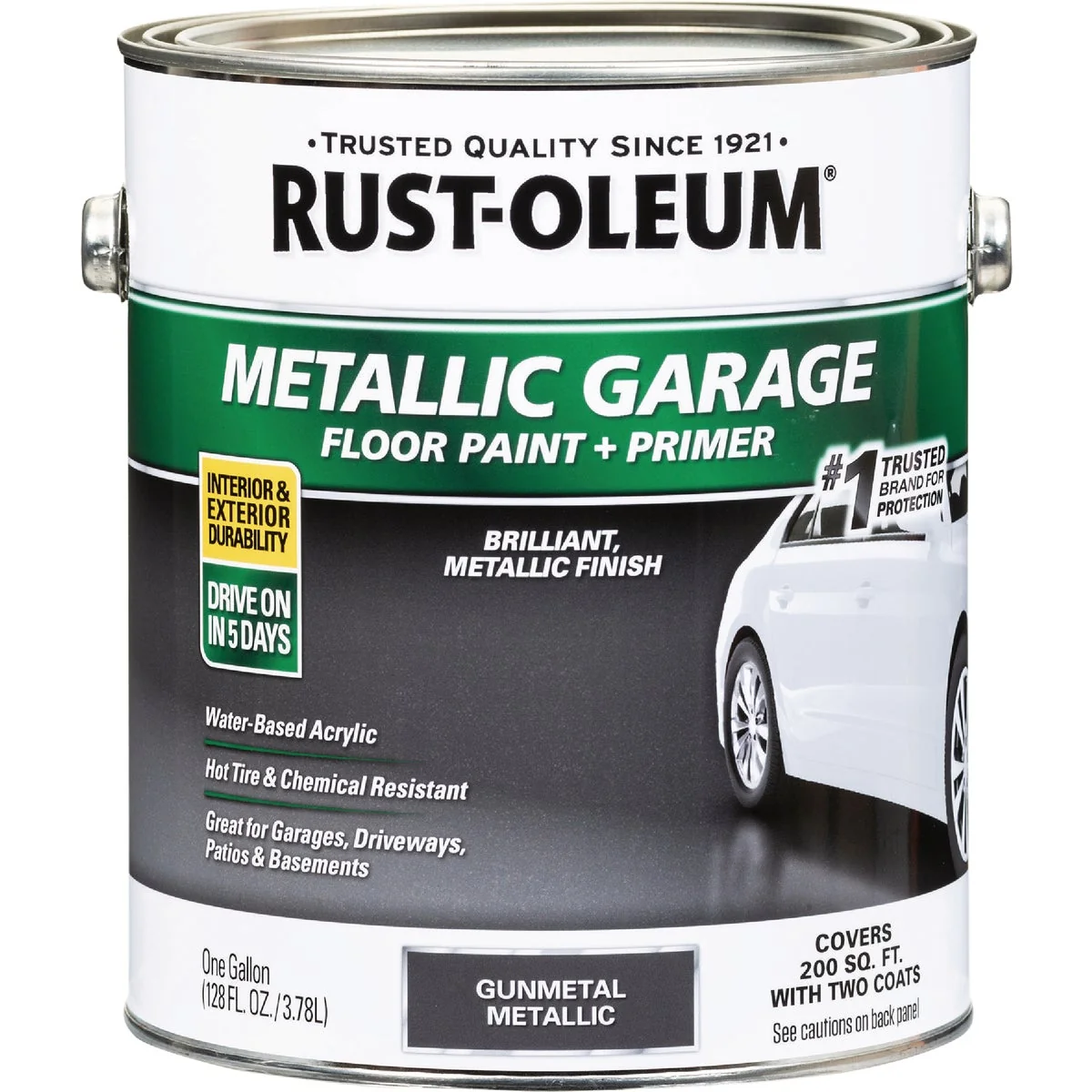Crafted Rust-Oleum Metallic Garage Floor Paint Primer 1 Gal. Gunmetal Gray Fine