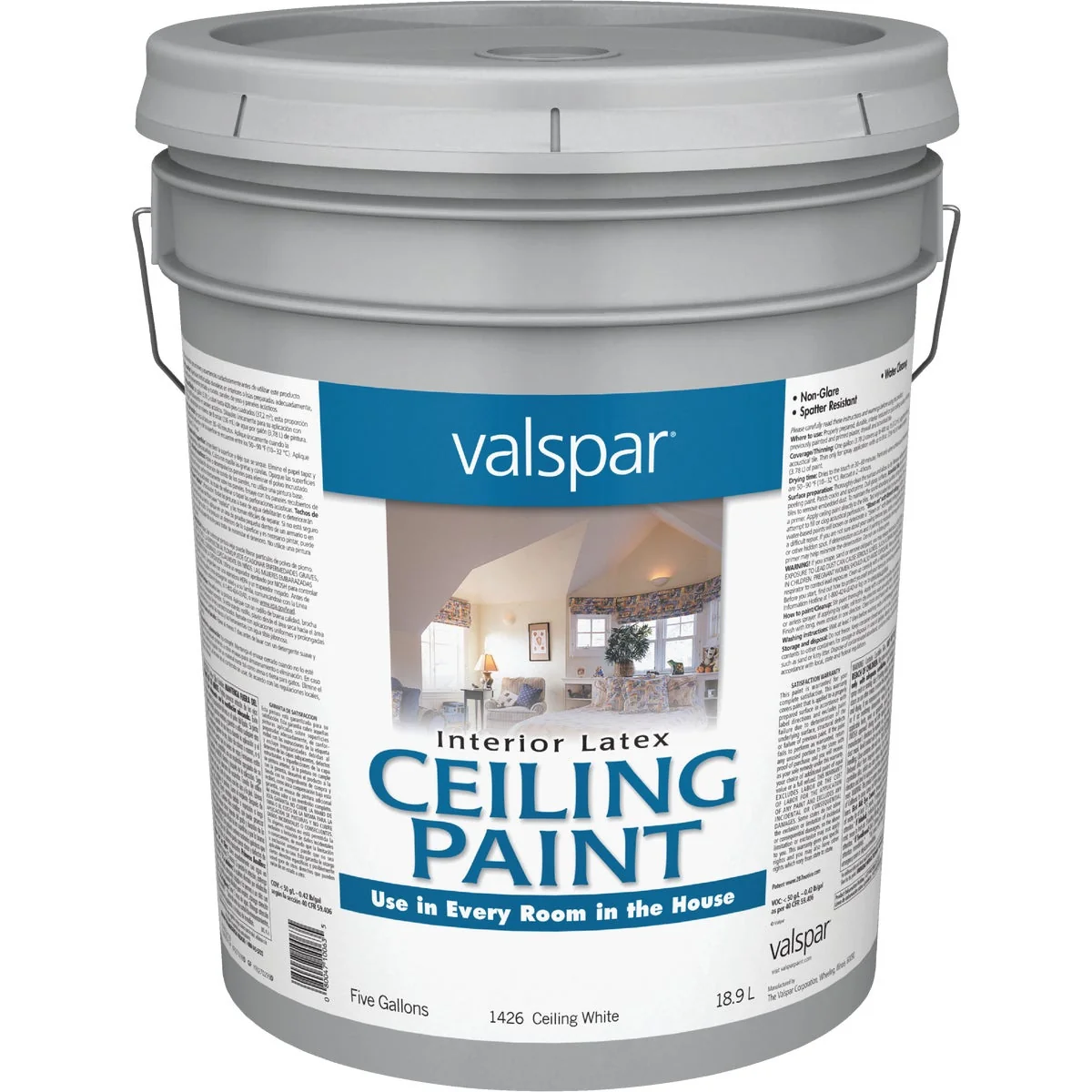 Certified Valspar Latex Flat Ceiling Paint White 5 Gal. Premium