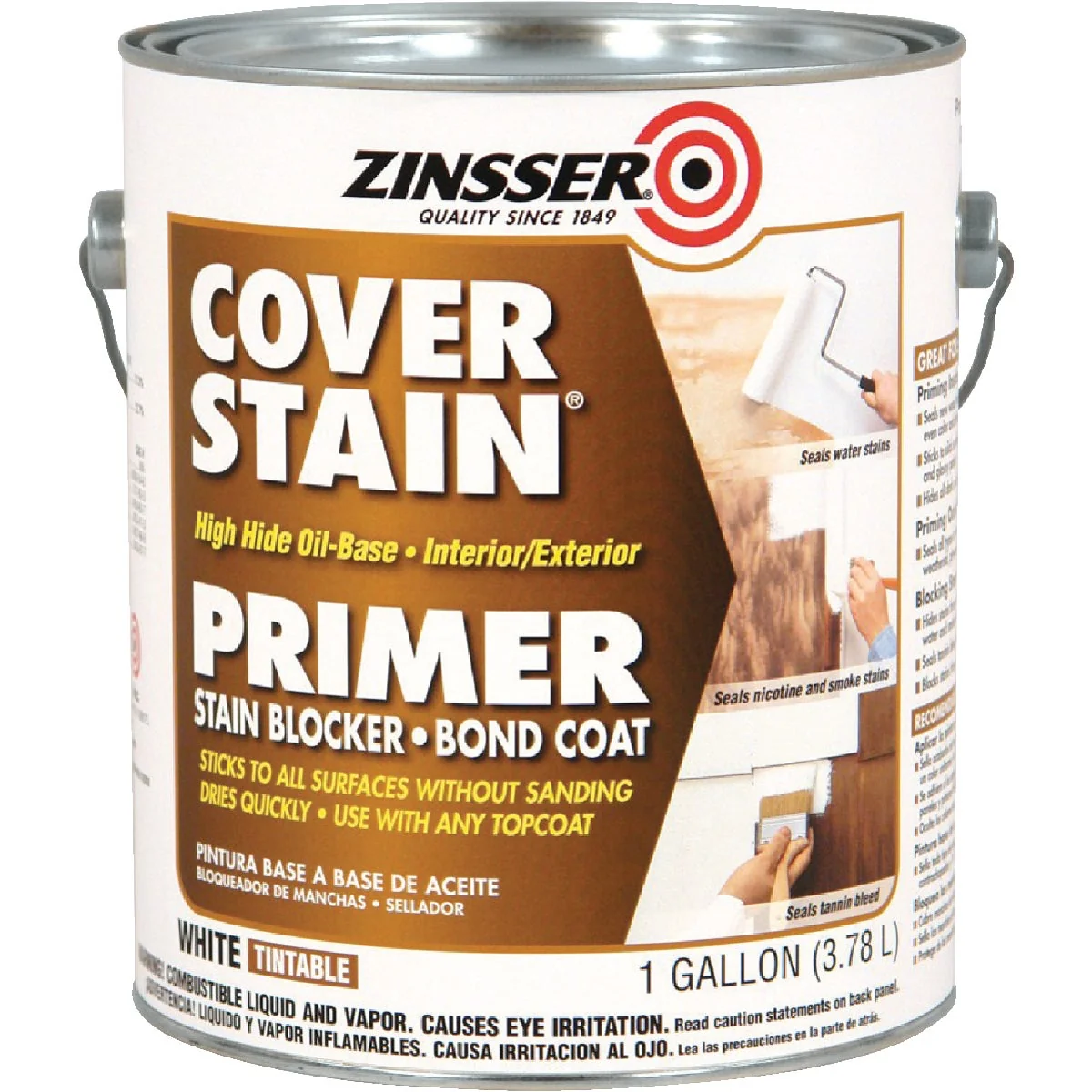 Pure Zinsser Cover-Stain VOC High Hide Oil-Base Interior Exterior Stain Blocker Primer White 1 Gal. Consistent