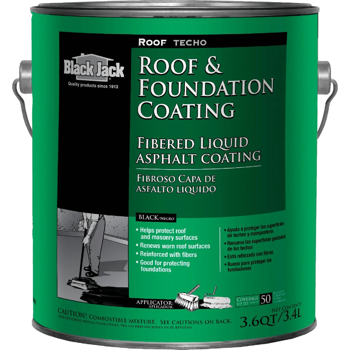 Comfortable Black Jack 1 Gal. Fibered Roof and Foundation Coating Easy-to-Use