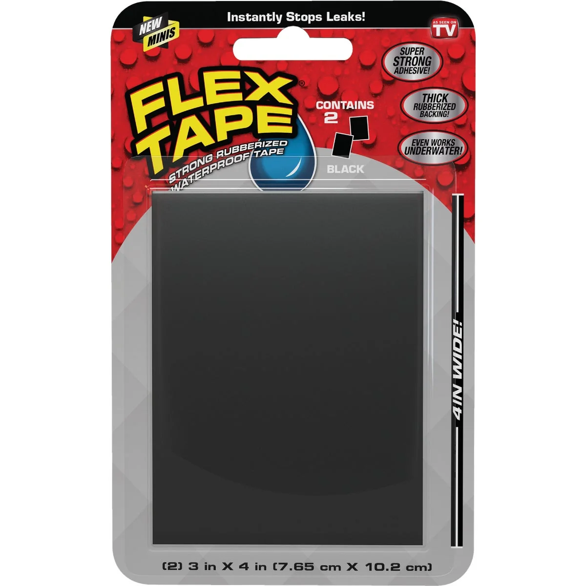 Certified Flex Tape 3 In. x 4 In. Mini Repair Tape Black 2-Count Innovative