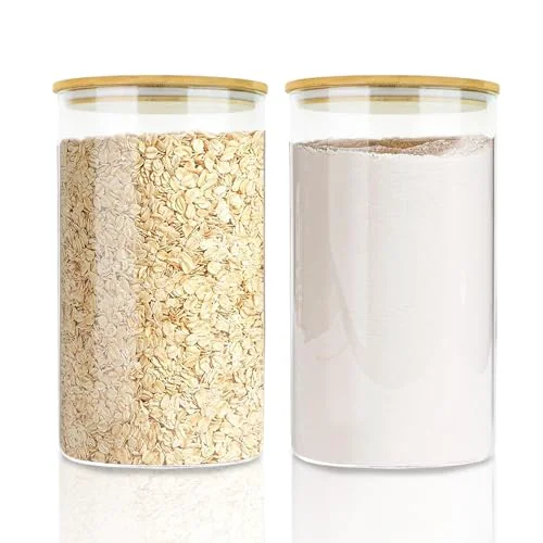Easy-to-Use Large Glass Ce Containers Storage with Airtight Bamboo Lids Classic
