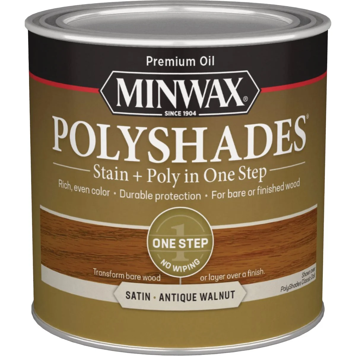 Refined Minwax Polyshades 1 2 Pt. Satin Stain Finish Polyurethane In 1-Step Antique Walnut Clean
