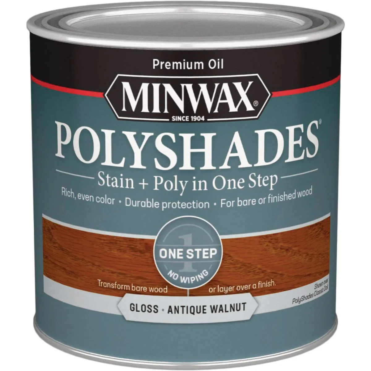 Official Minwax Polyshades 1 2 Pt. Gloss Stain Finish Polyurethane In 1-Step Antique Walnut Consistent