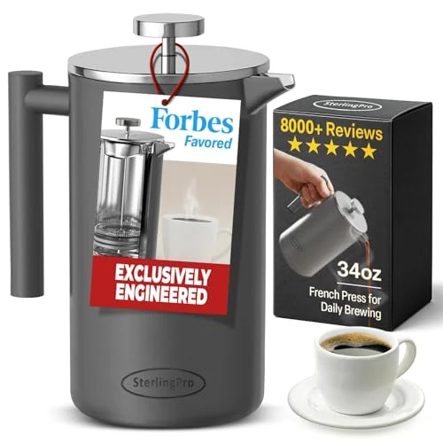 Environmentally Friendly Non Toxic Insulated Stainless Steel French Press Coffee Maker 34oz Carefully Designed