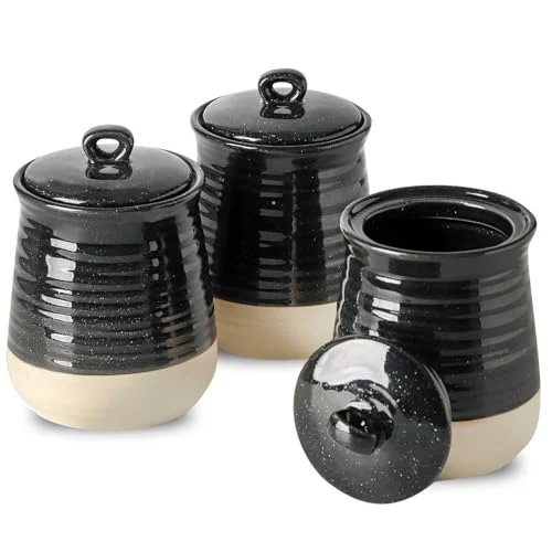 Expertly Made Ceramic Food Storage Jars 3 Count Premium Material