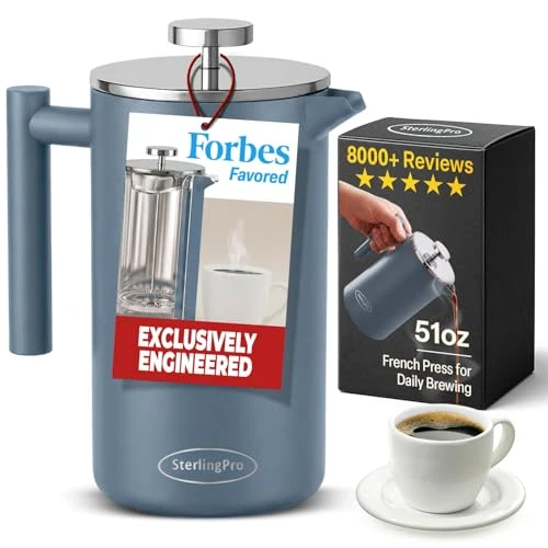 Premium Non Toxic Large Insulated Stainless Steel French Press Coffee Maker 51oz Capacity Proven