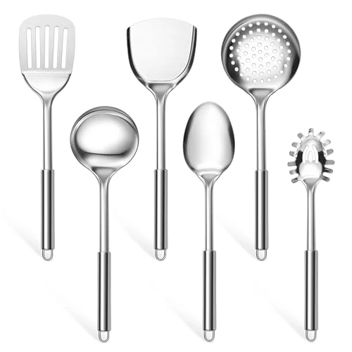 Green Stainless Steel Kitchen Utensil Set of 6 6 Count Premium Material