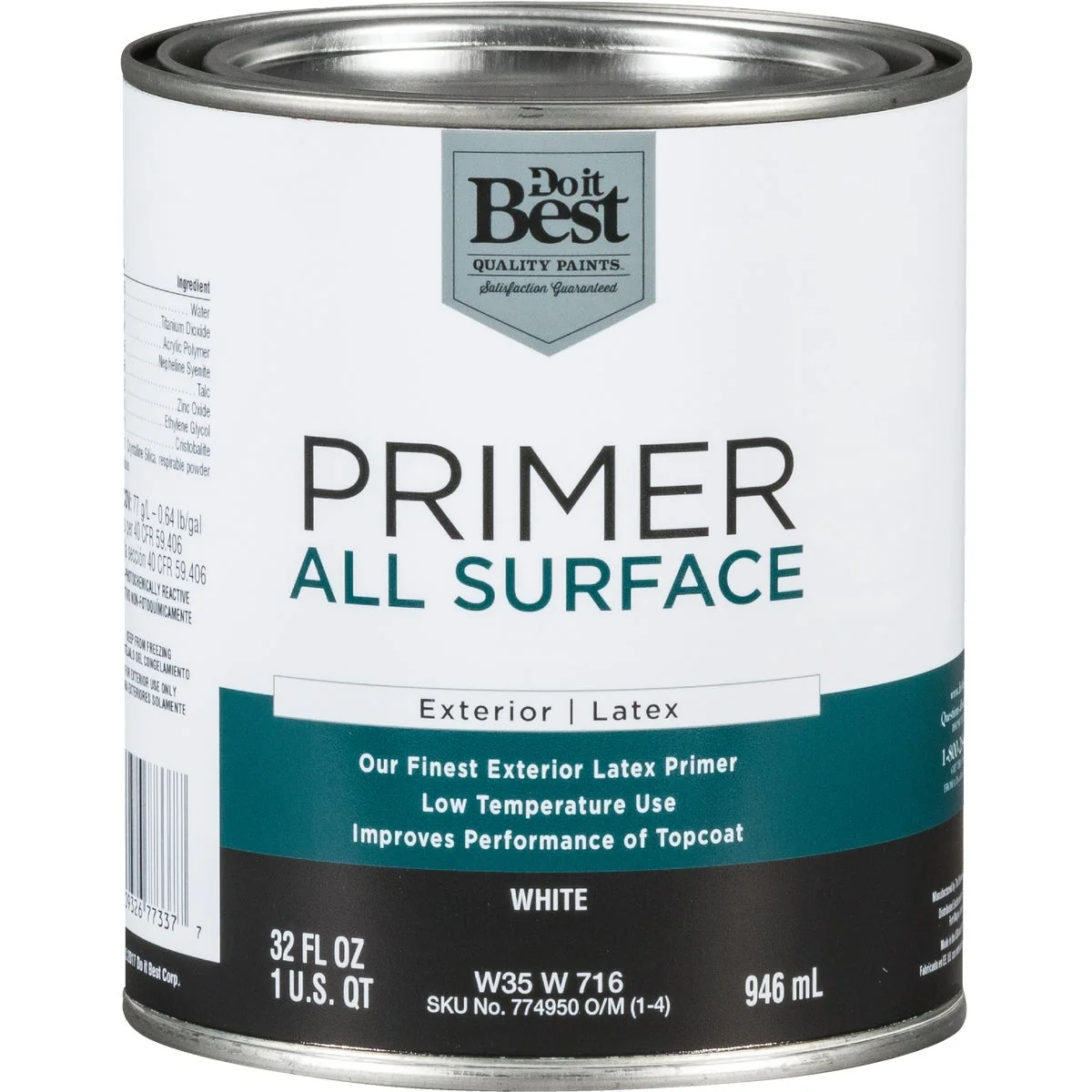 Reliable Do it White Exterior Primer 1 Qt. Pure