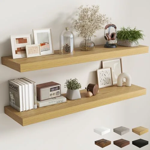 Flexible 55 Inch Fireplace Mantel Shelf 2 Count Natural