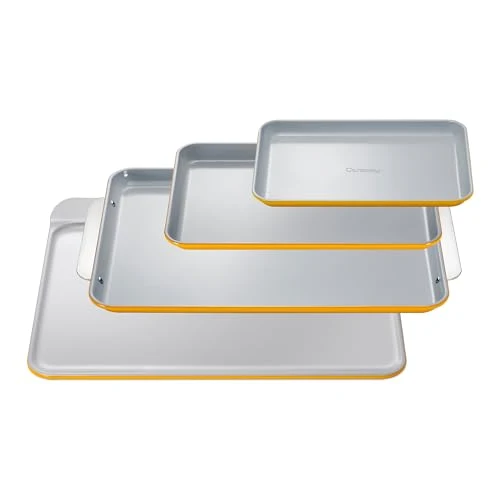 Next-Generation Non Stick Ceramic Baking Sheet Trio and Cookie Sheet Set 4 Count Long-Lasting