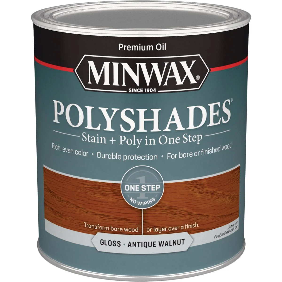 Fine Minwax Polyshades 1 Qt. Gloss Stain Finish Polyurethane In 1-Step Antique Walnut Secure