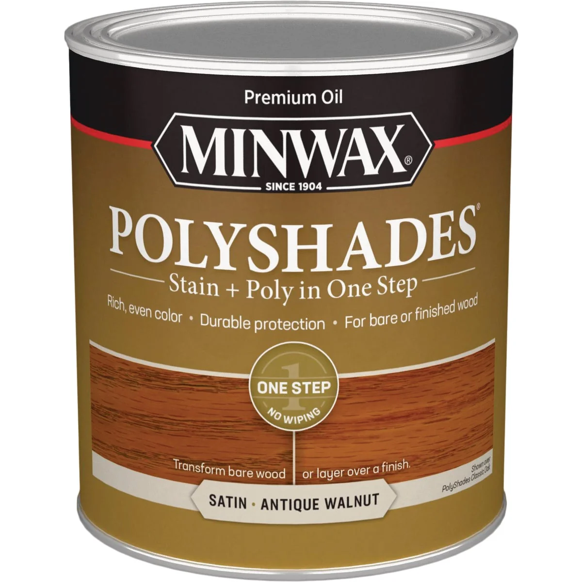 Casual Minwax Polyshades 1 Qt. Satin Stain Finish Polyurethane In 1-Step Antique Walnut Exclusive