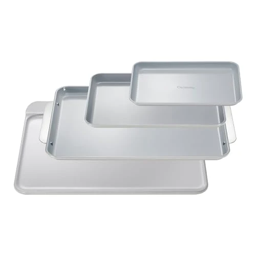 Contemporary Non Stick Ceramic Baking Sheet Trio and Cookie Sheet Set 4 Count High-End