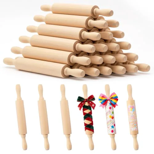 Trendy 24 Pack 8 Inch Mini Wood Rolling Pin 24 Count Elite