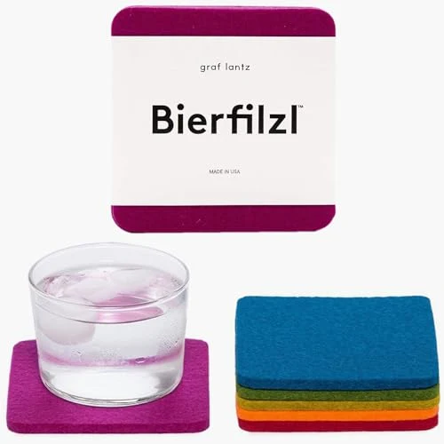 Efficient Bierfilzl Merino Wool Square Coasters Set of 6 6 Count Original Design