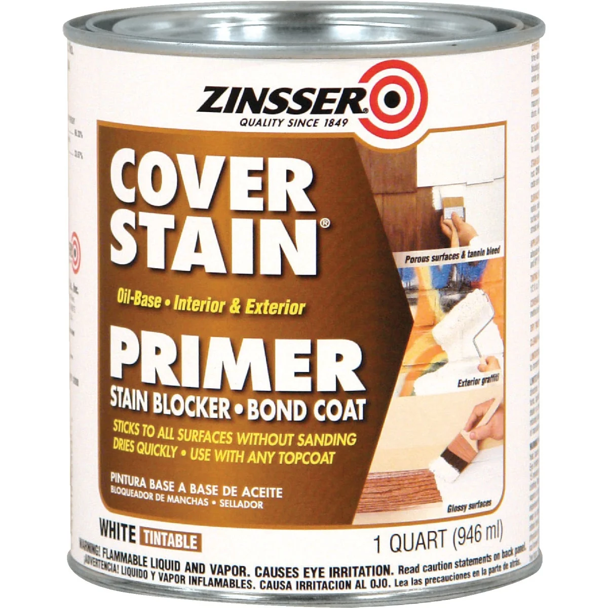 Minimalist Zinsser Cover-Stain Oil-Base Interior Exterior Sealer And Stain-Killer Primer White 1 Qt. High-Performance