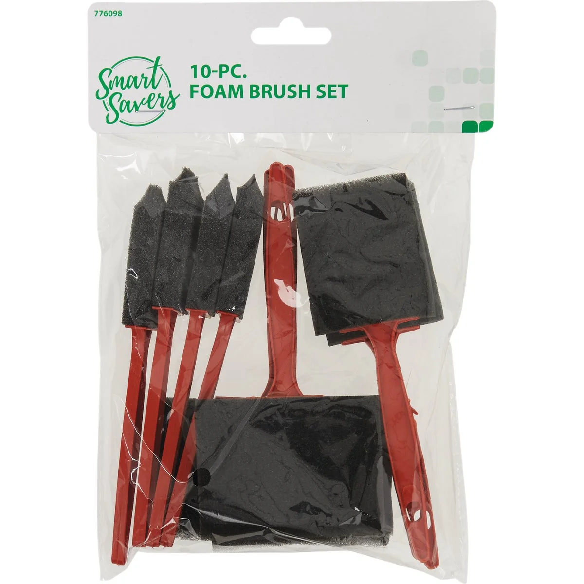 Soft Smart Savers 1 In. 2 In. 3 In. 4 In. Foam Brush Set with Plastic Handles 10-Pieces Fast