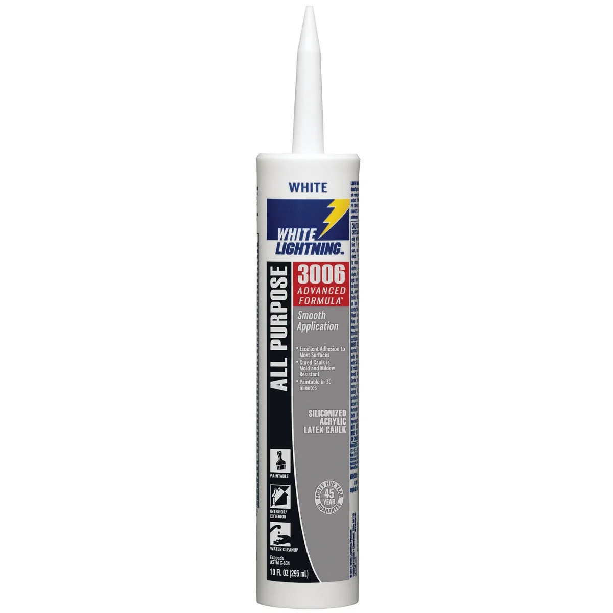 Soft White Lightning 3006 10 Oz. Advanced All-Purpose Siliconized Acrylic Latex Caulk White Selected