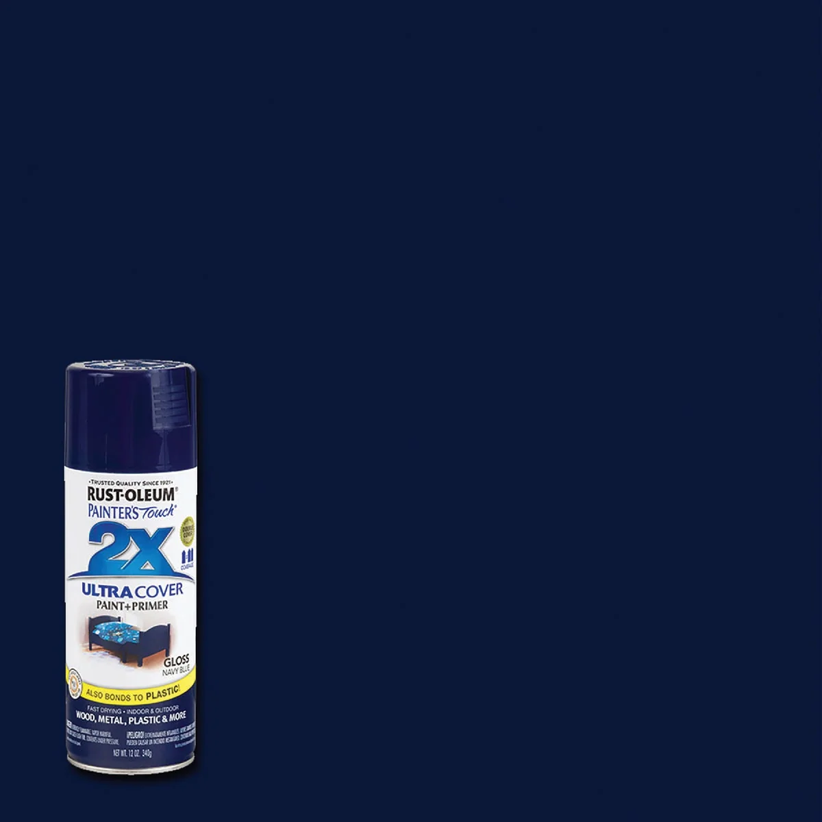 Fine Rust-Oleum Painter's Touch 2X Ultra Cover 12 Oz. Gloss Paint Primer Spray Paint Navy Blue Exceptional