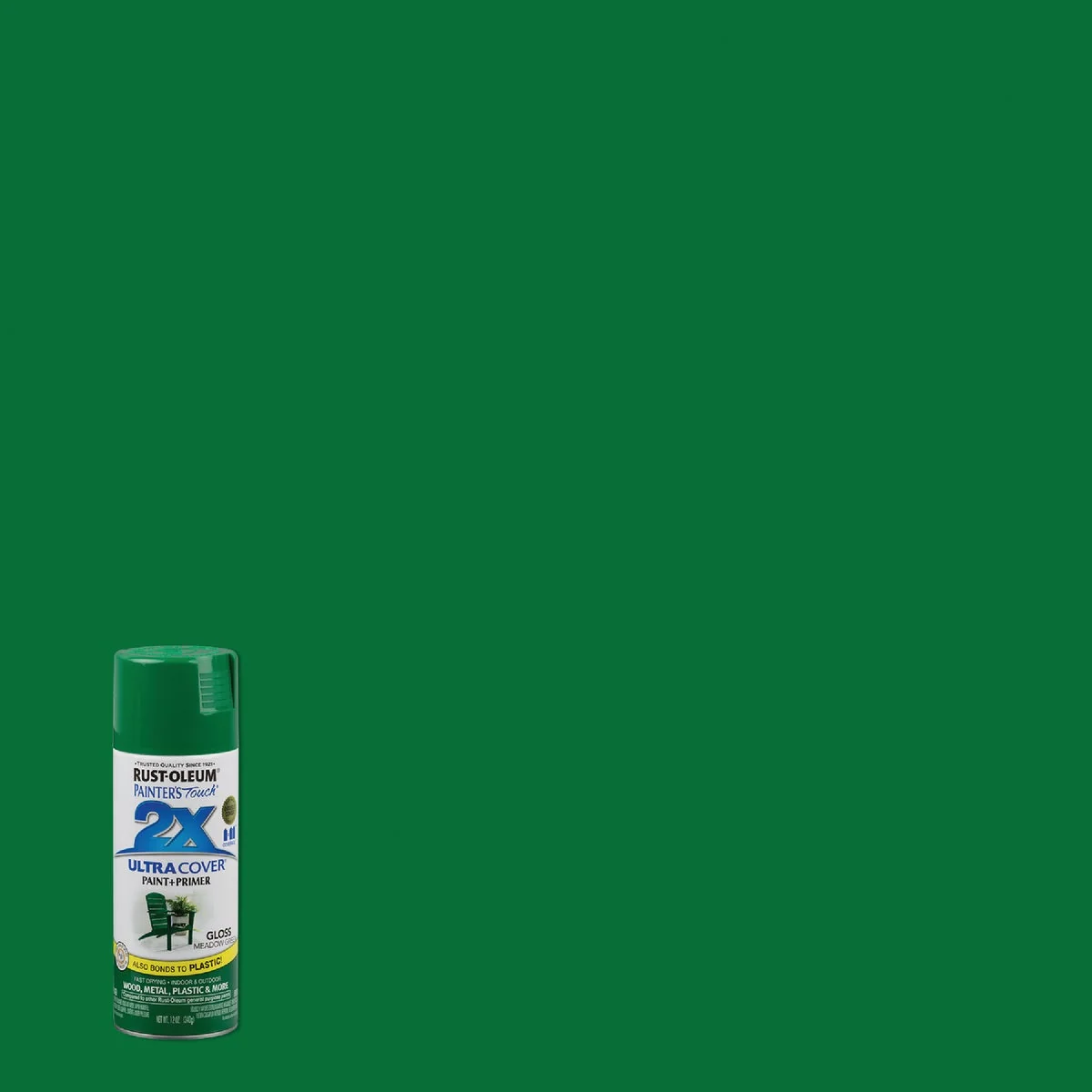 Secure Rust-Oleum Painter's Touch 2X Ultra Cover 12 Oz. Gloss Paint Primer Spray Paint Meadow Green Sophisticated