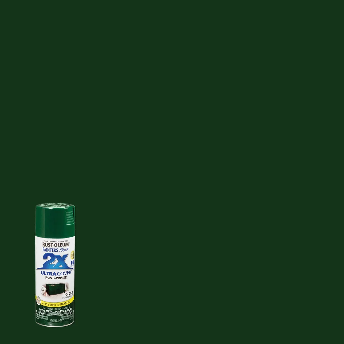 Crafted Rust-Oleum Painter's Touch 2X Ultra Cover 12 Oz. Gloss Paint Primer Spray Paint Hunter Green Natural