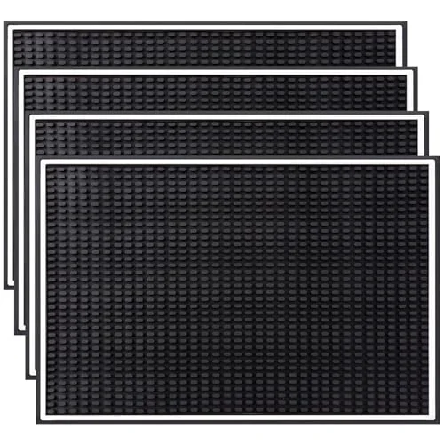 Crafted 4 Pcs Bar Mat 18 X 12 Inch White Border 4 Count Pure