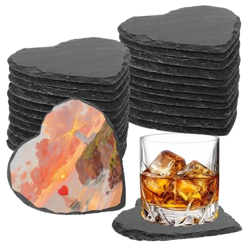 Environmentally Friendly 24 PCS Slate Drink Coasters Bulk 24 Count Durable