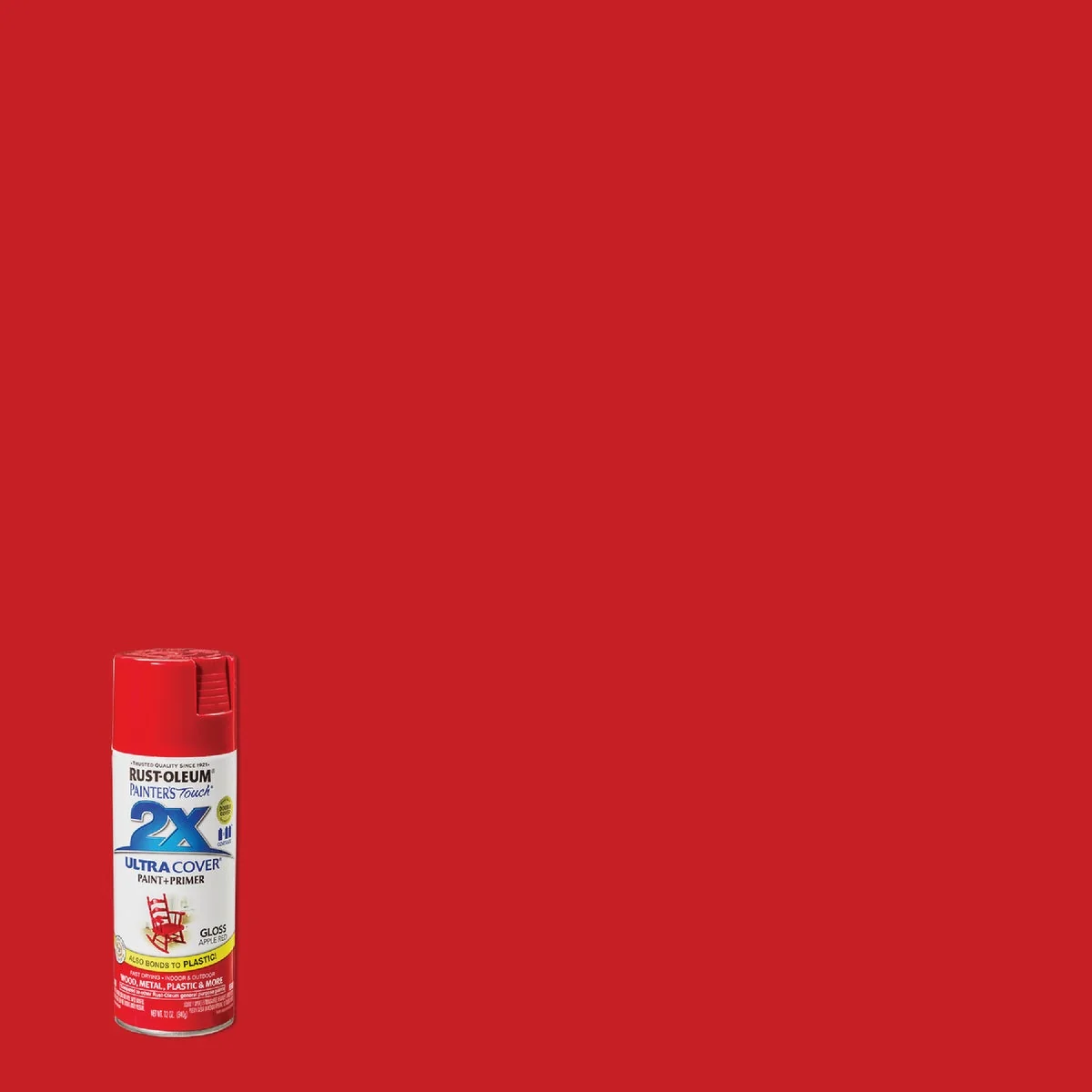 Crafted Rust-Oleum Painter's Touch 2X Ultra Cover 12 Oz. Gloss Paint Primer Spray Paint Apple Red Effective