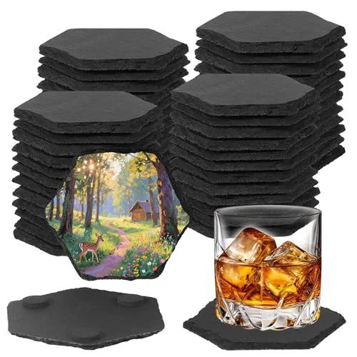 Quality 48PCS Slate Coasters for Laser Engraving 48 Count Reliable