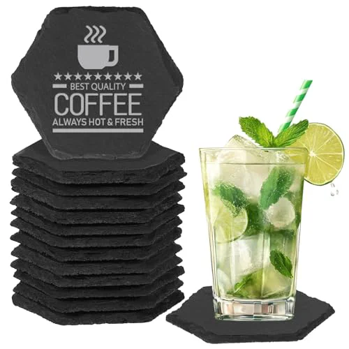 User-Friendly 12PCS Slate Coasters Black Bulk Blank Laser Engraved Hand Painted Beverage Coasters 12 Count Traditional