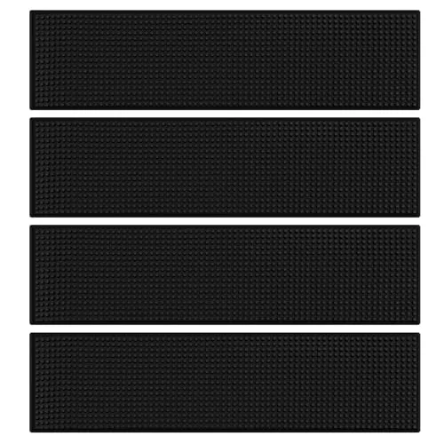 Stylish 4 Pcs Bar Mat 24 X 6 Inch Black 4 Count Consistent